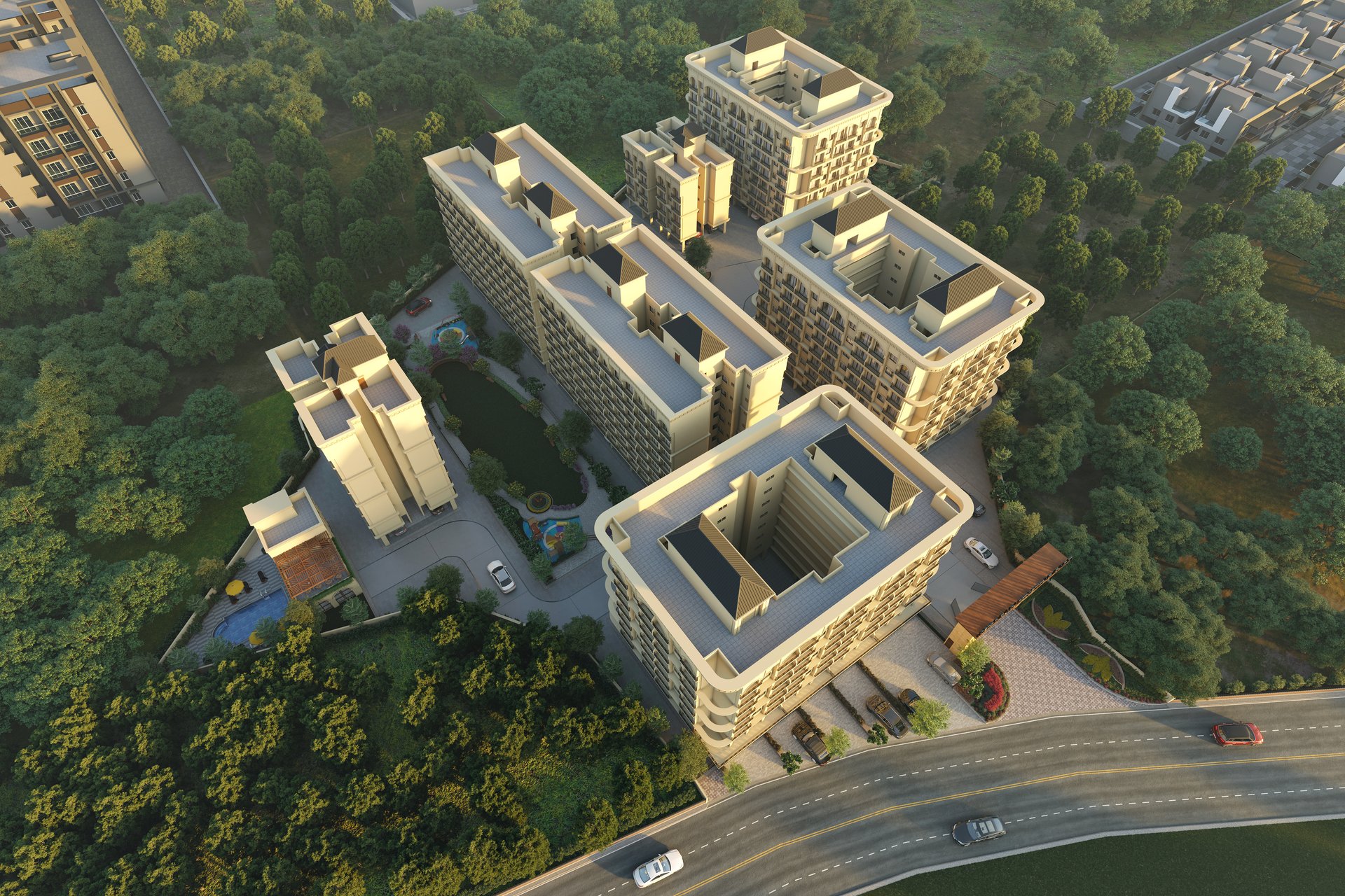 Aerial overview of full project 3D